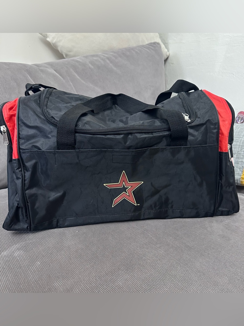 Houston Astros Baseball Vintage Logo Nylon Zipper Duffle Bag Krogers Grocery